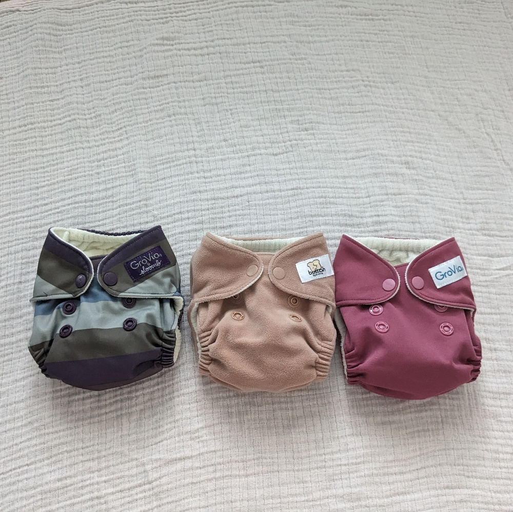 3 Grovia Newborn AIO cloth diapers